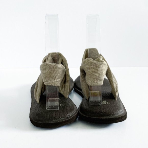 Sanuk Yoga Sling Sandals Women's 7 Neutral Print Open Toe Flats Sling Back - Picture 8 of 16